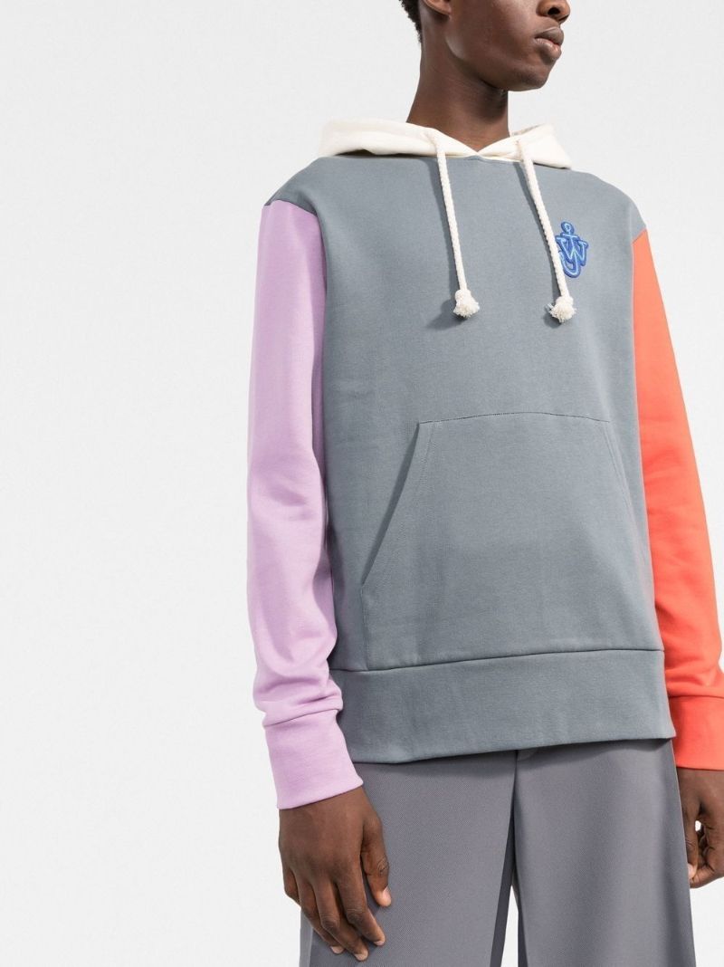 Grey Colourblock Cotton Hoodie