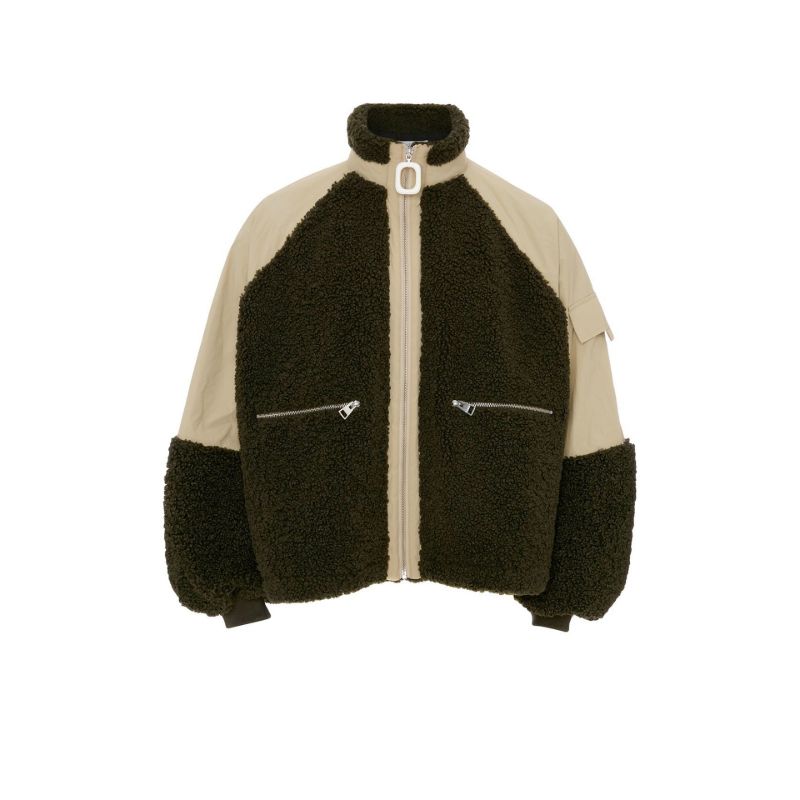 Green Colourblock Fleece Jacket