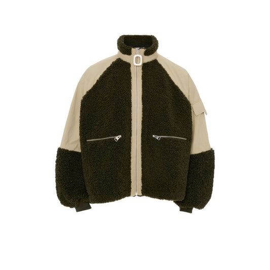 Green Colourblock Fleece Jacket