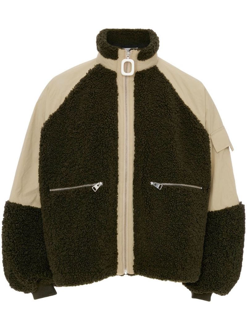 Green Colourblock Fleece Jacket