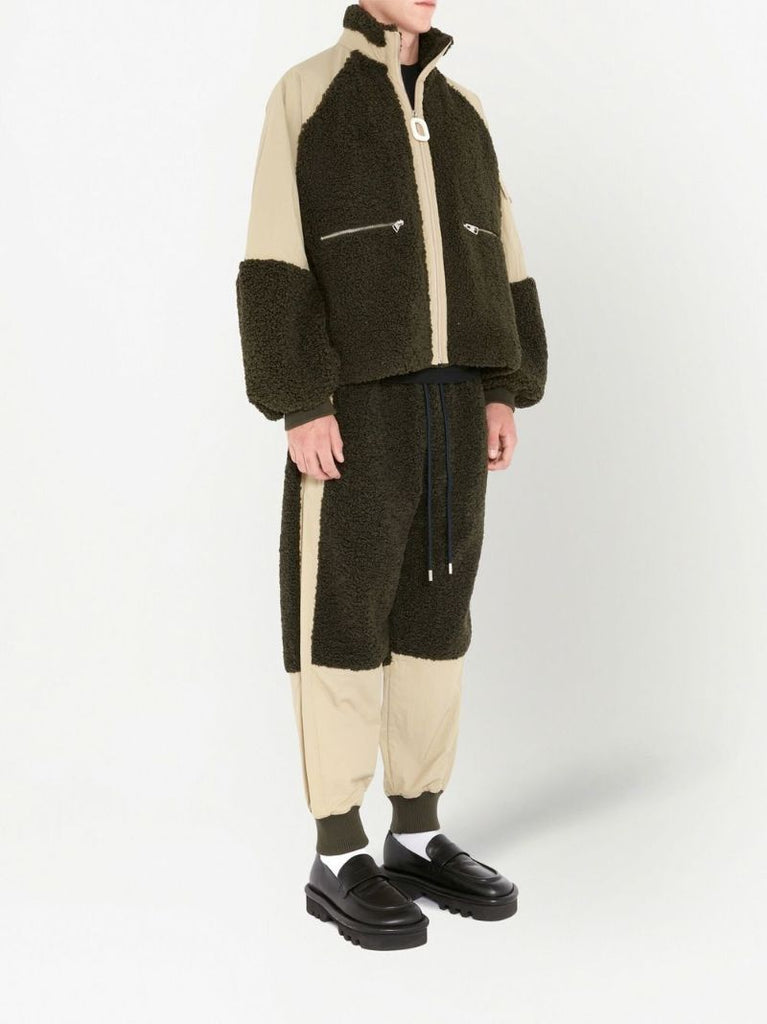 Green Colourblock Fleece Jacket