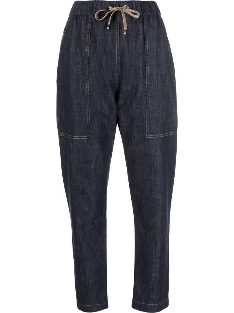 Blue Denim Drawstring Track Pants