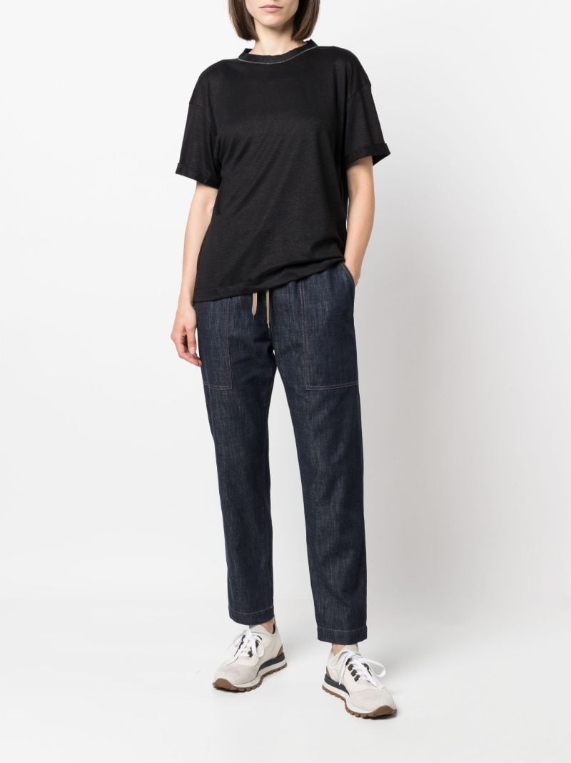 Blue Denim Drawstring Track Pants