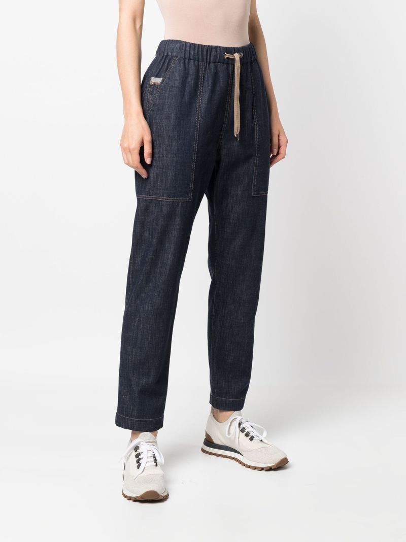 Blue Denim Drawstring Track Pants
