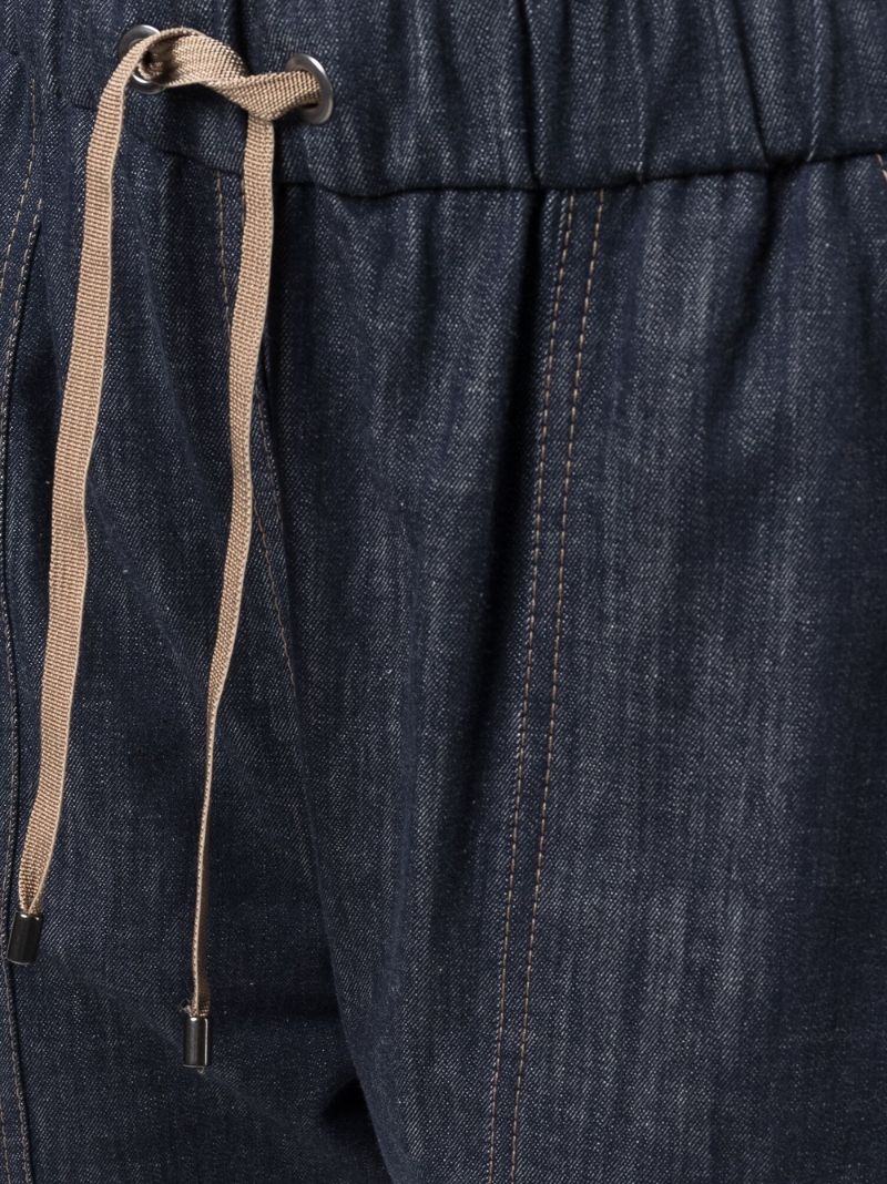 Blue Denim Drawstring Track Pants