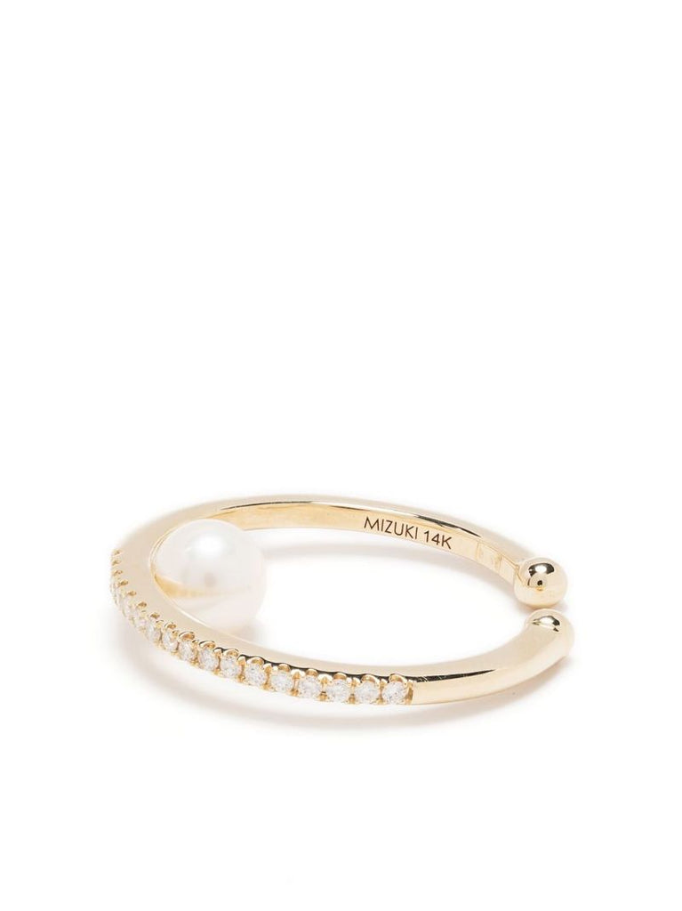 14k Yellow Gold Sea of Beauty Diamond and Pearl Ear Cuff