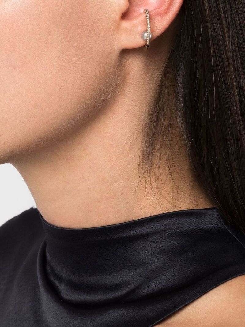 14k Yellow Gold Sea of Beauty Diamond and Pearl Ear Cuff