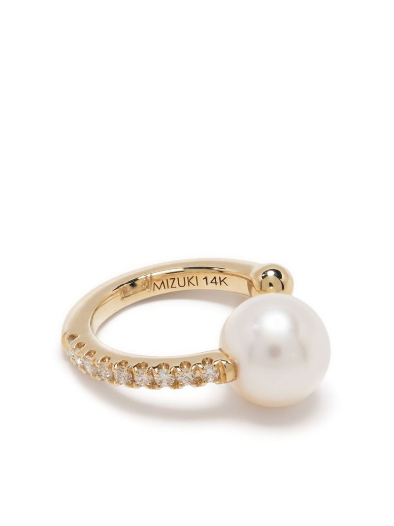 14k Yellow Gold Sea of Beauty Diamond and Pearl Ear Cuff