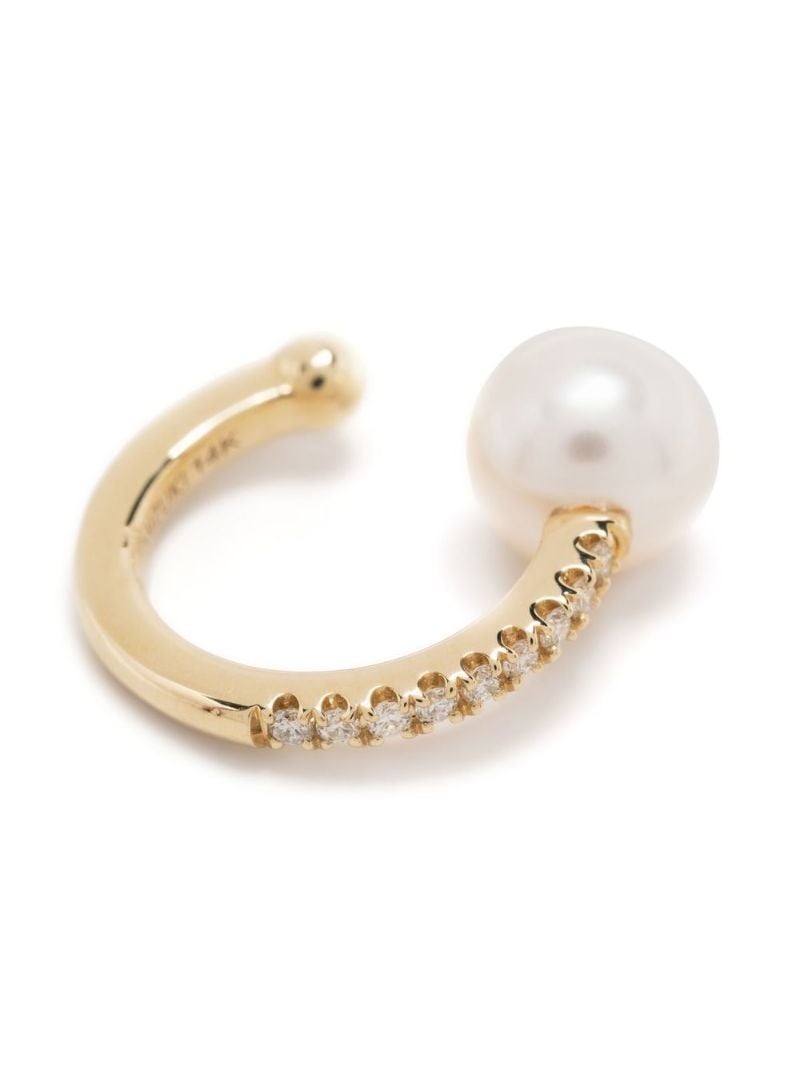 14k Yellow Gold Sea of Beauty Diamond and Pearl Ear Cuff