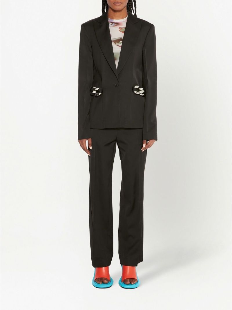 Black Straight-leg Wool Trousers