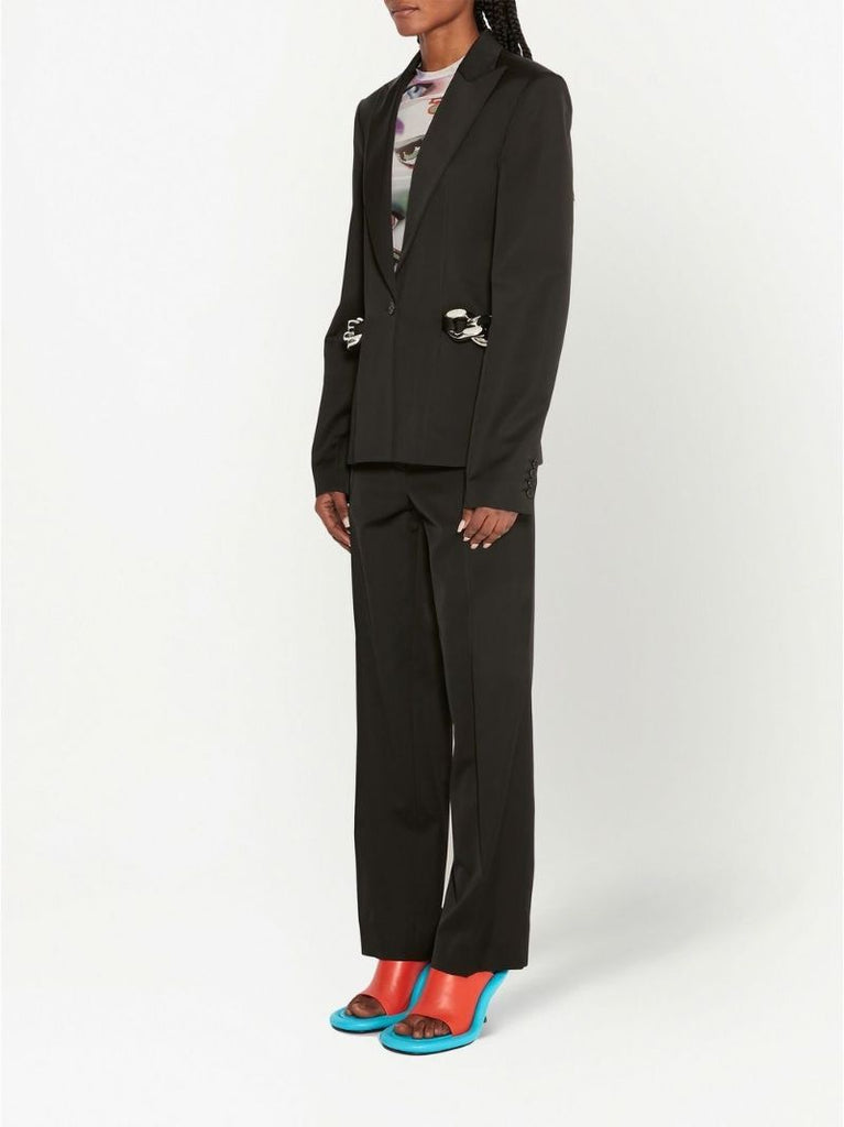 Black Straight-leg Wool Trousers