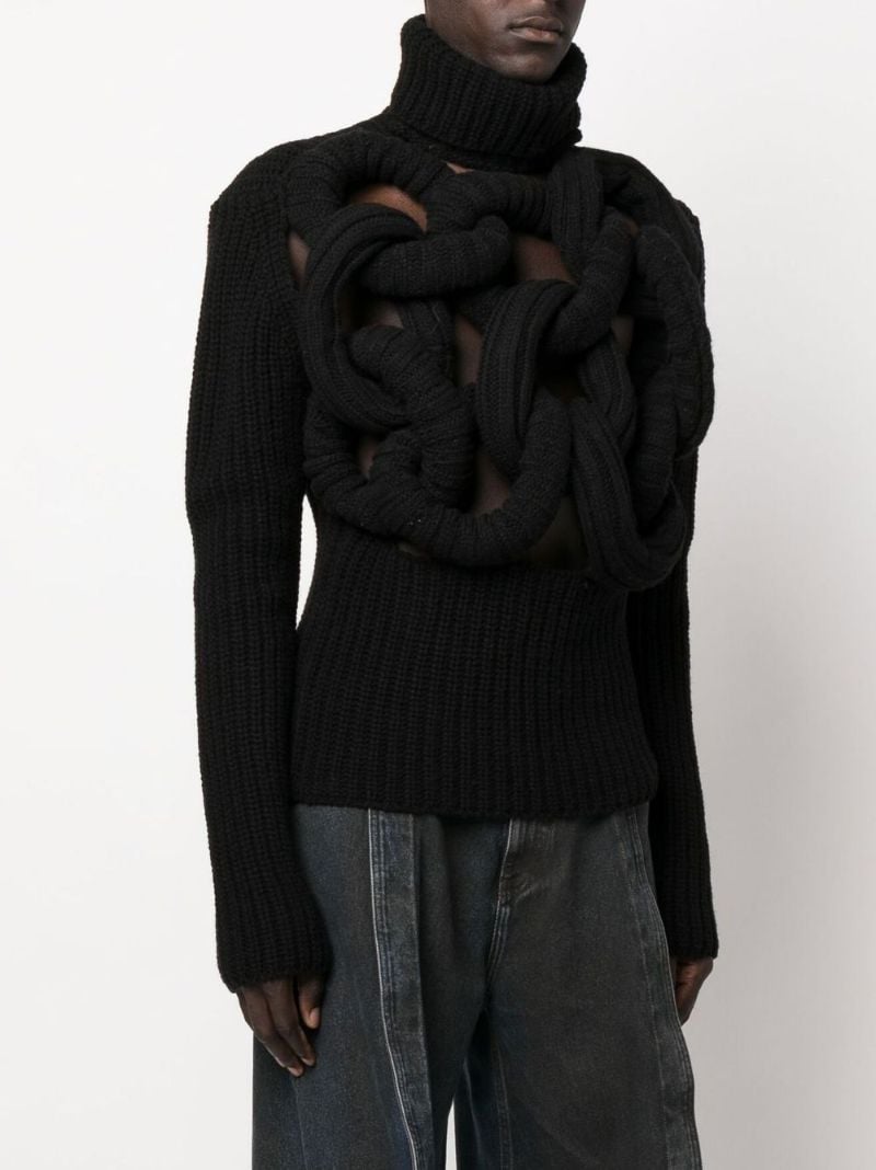 Black Tubular Turtleneck Sweater