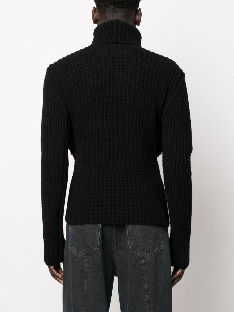 Black Tubular Turtleneck Sweater
