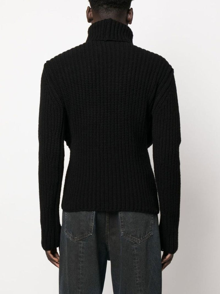 Black Tubular Turtleneck Sweater