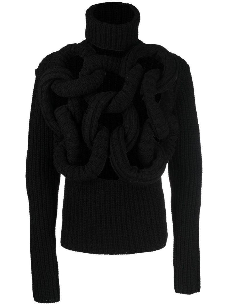 Black Tubular Turtleneck Sweater