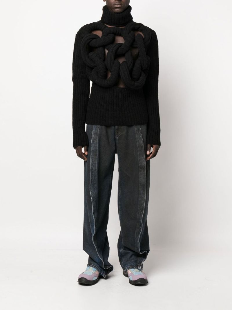 Black Tubular Turtleneck Sweater