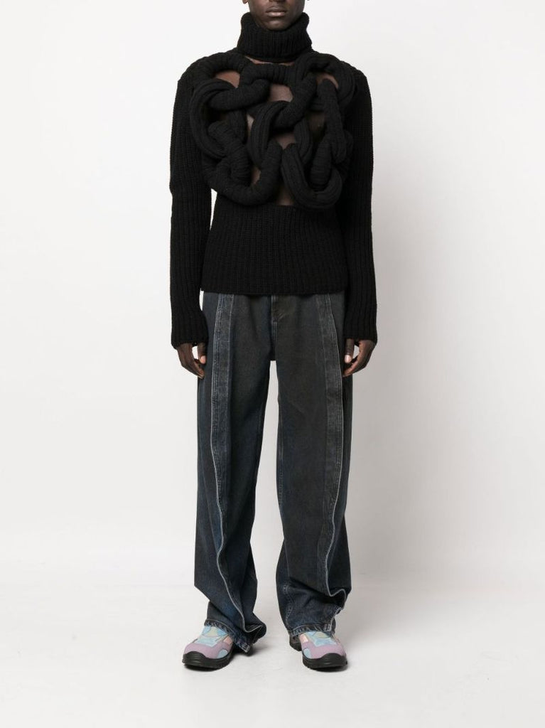 Black Tubular Turtleneck Sweater