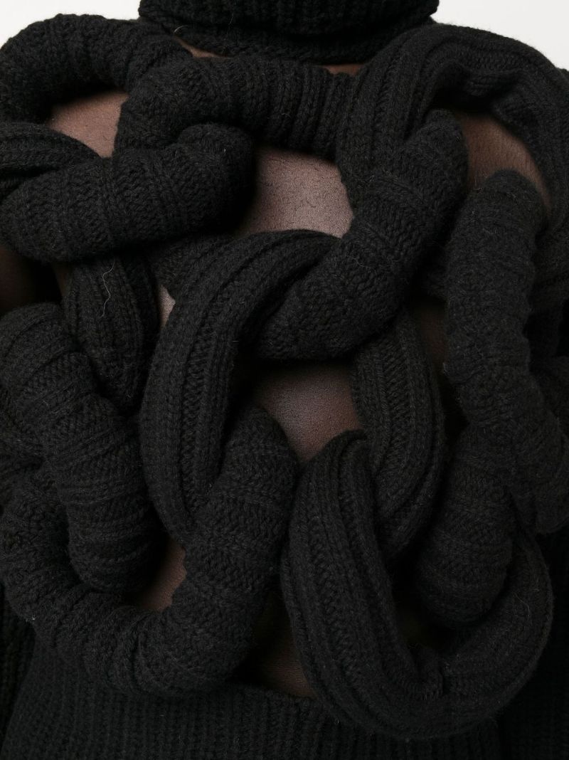Black Tubular Turtleneck Sweater