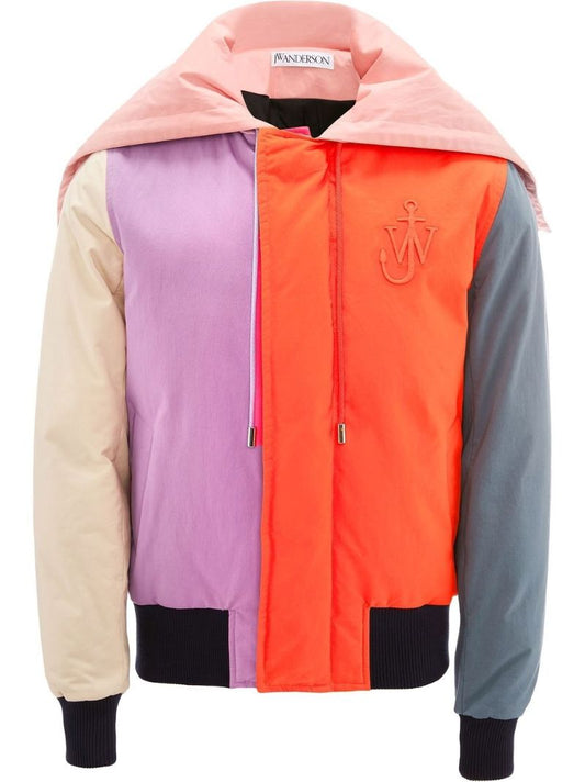Orange Colourblock Bomber Jacket