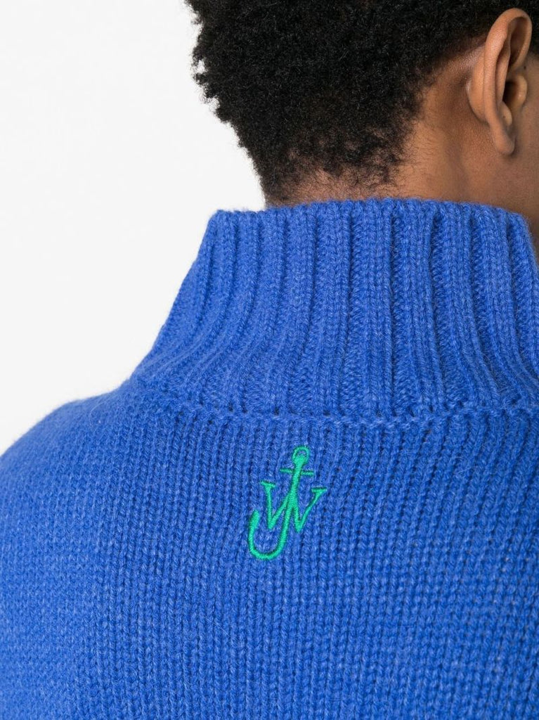 Blue Contrast-pocket Sweater