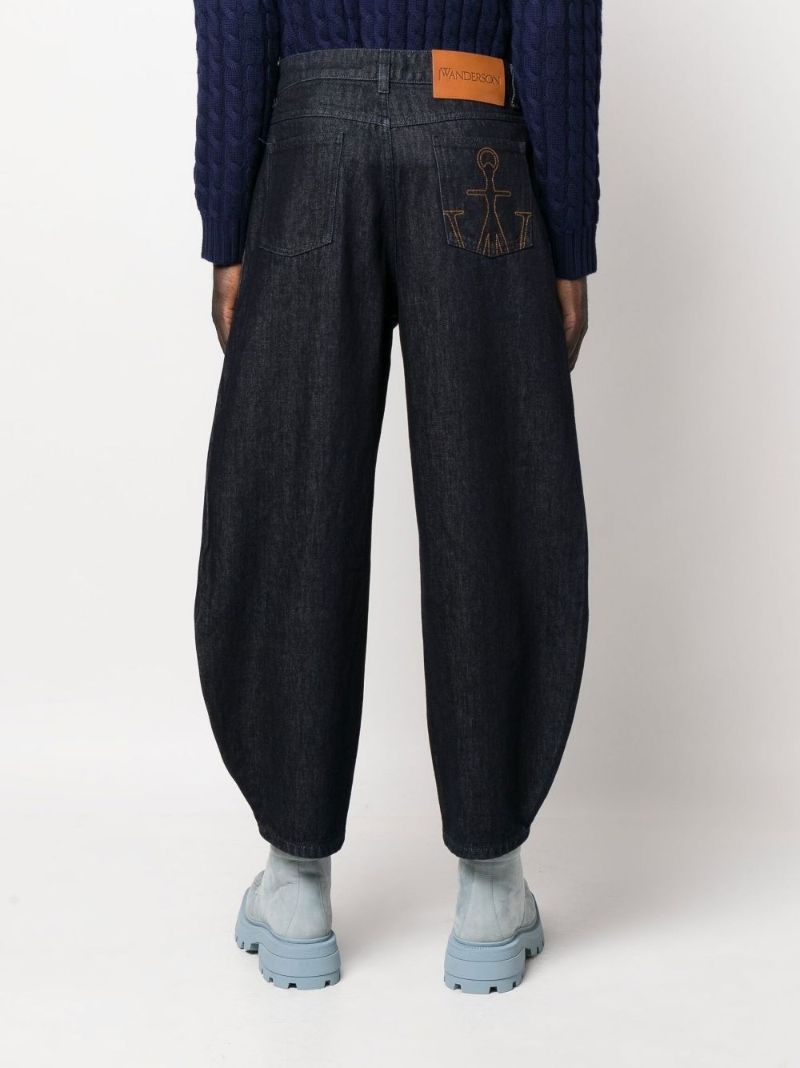 Blue Swan Print Curved Jeans
