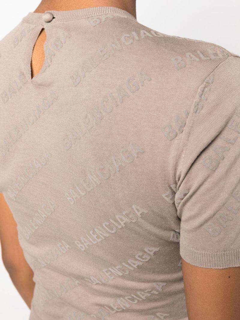 Neutral Logo Print Cropped Cotton T-shirt