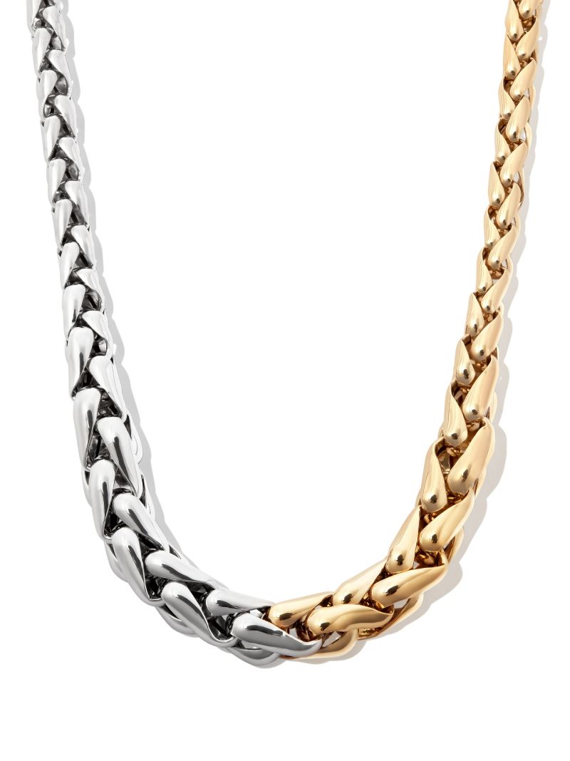 14k Yellow Gold Two-tone Twist Chain Necklace