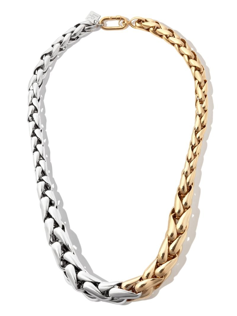 14k Yellow Gold Two-tone Twist Chain Necklace