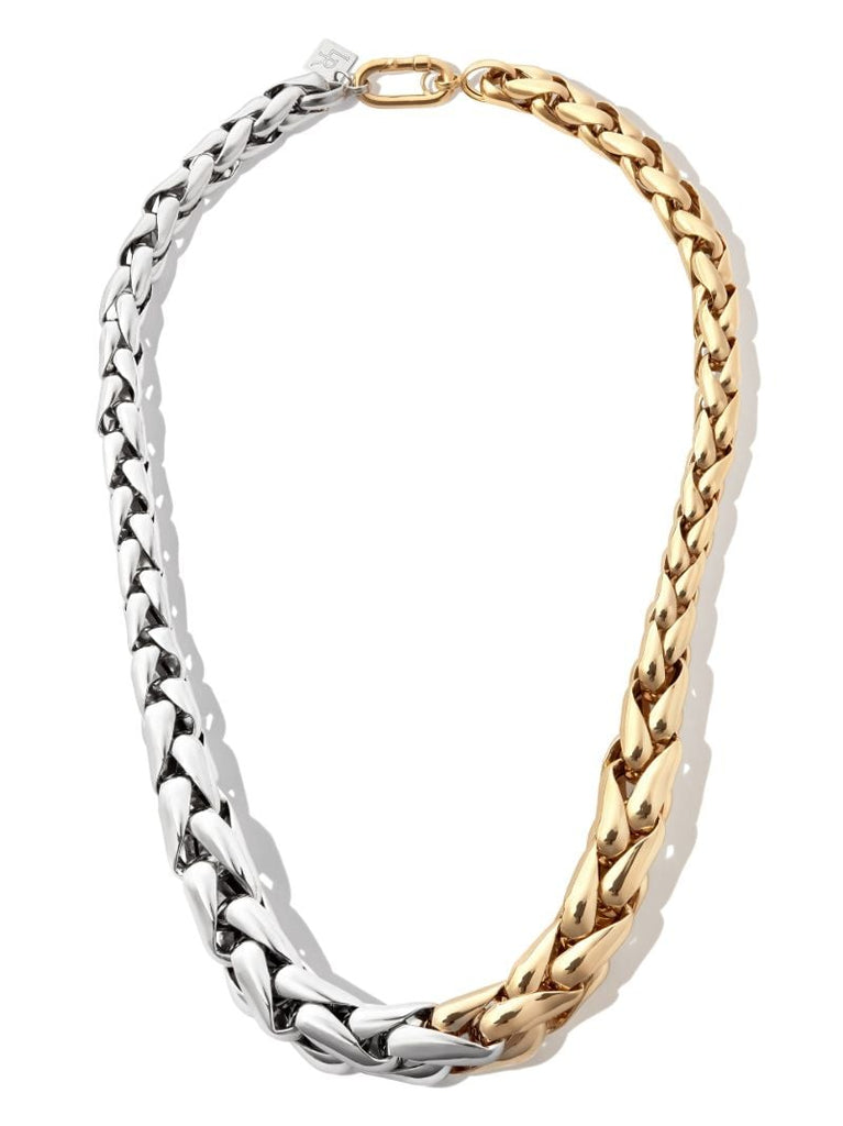 14k Yellow Gold Two-tone Twist Chain Necklace
