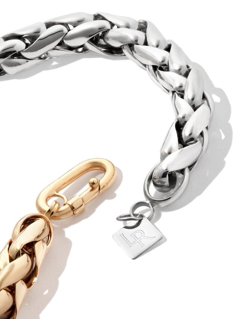 14k Yellow Gold Two-tone Twist Chain Necklace
