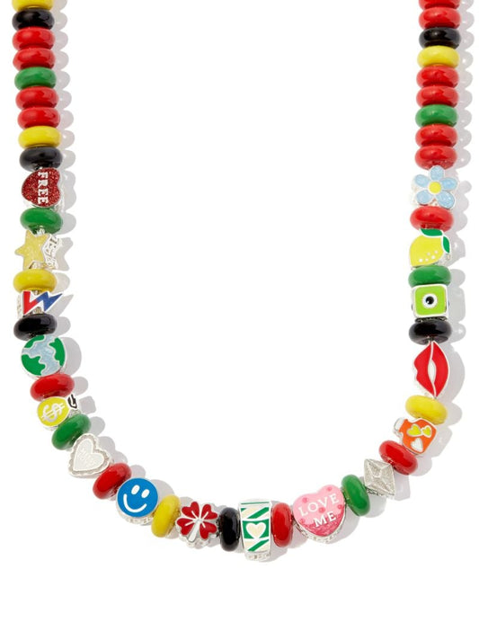 Multicolored Enamel Bead Necklace