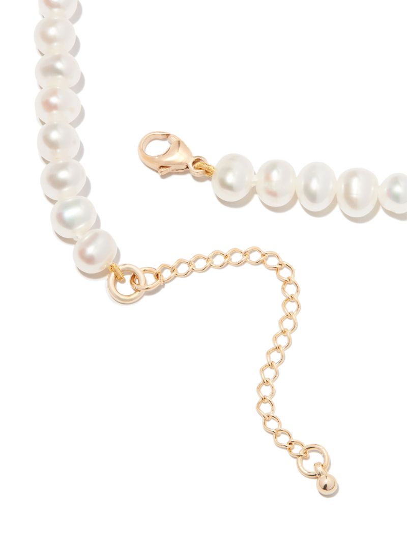 18k Yellow Gold Heart Pendant Pearl Bracelet