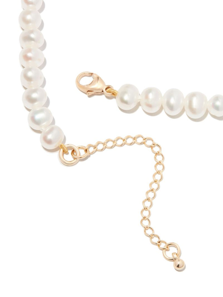 18k Yellow Gold Heart Pendant Pearl Bracelet