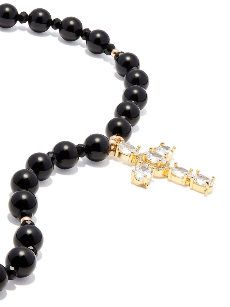 18k Yellow Gold Cross Pendant Pearl Necklace