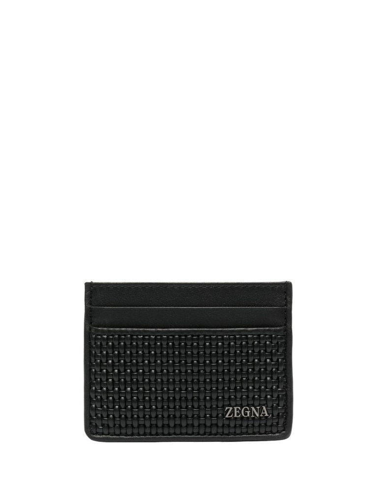 Black Logo Leather Card Holder