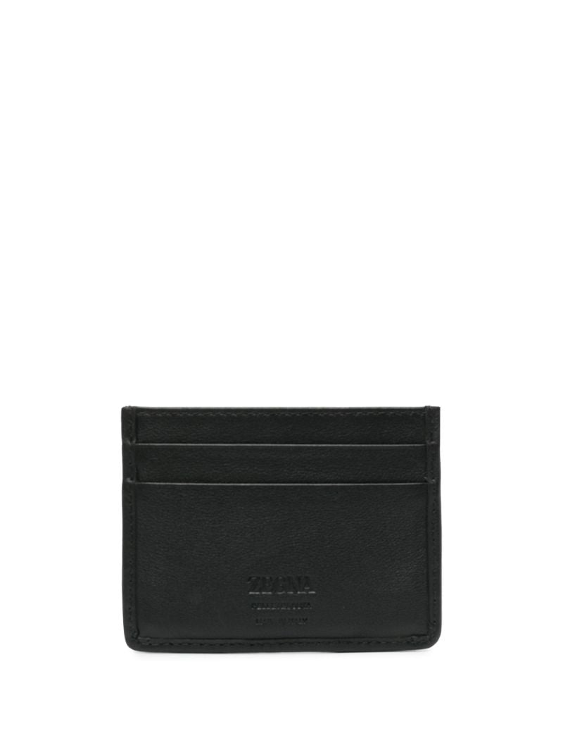Black Logo Leather Card Holder