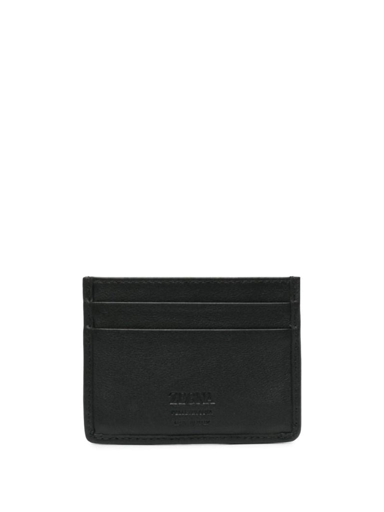 Black Logo Leather Card Holder
