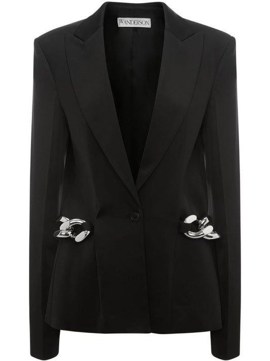 Black Chain Link Single-breasted Blazer