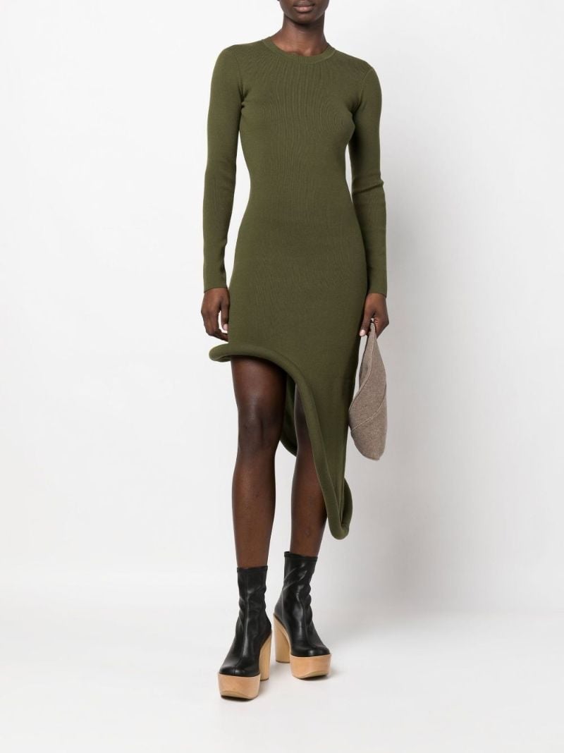 Green Bumper-tube Asymmetric Midi Dress