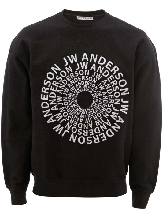 Black Swirl Logo Cotton Sweatshirt