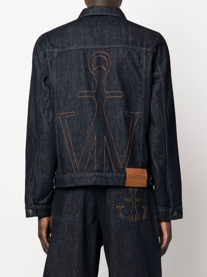 Blue Swan Print Denim Jacket