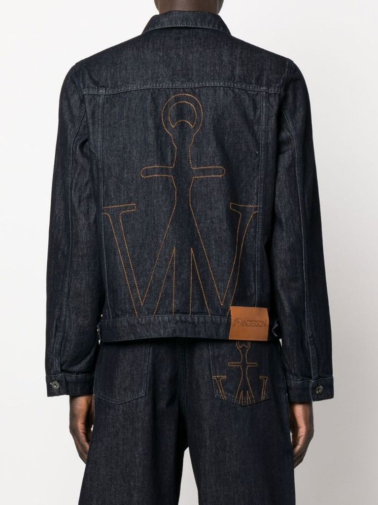 Blue Swan Print Denim Jacket
