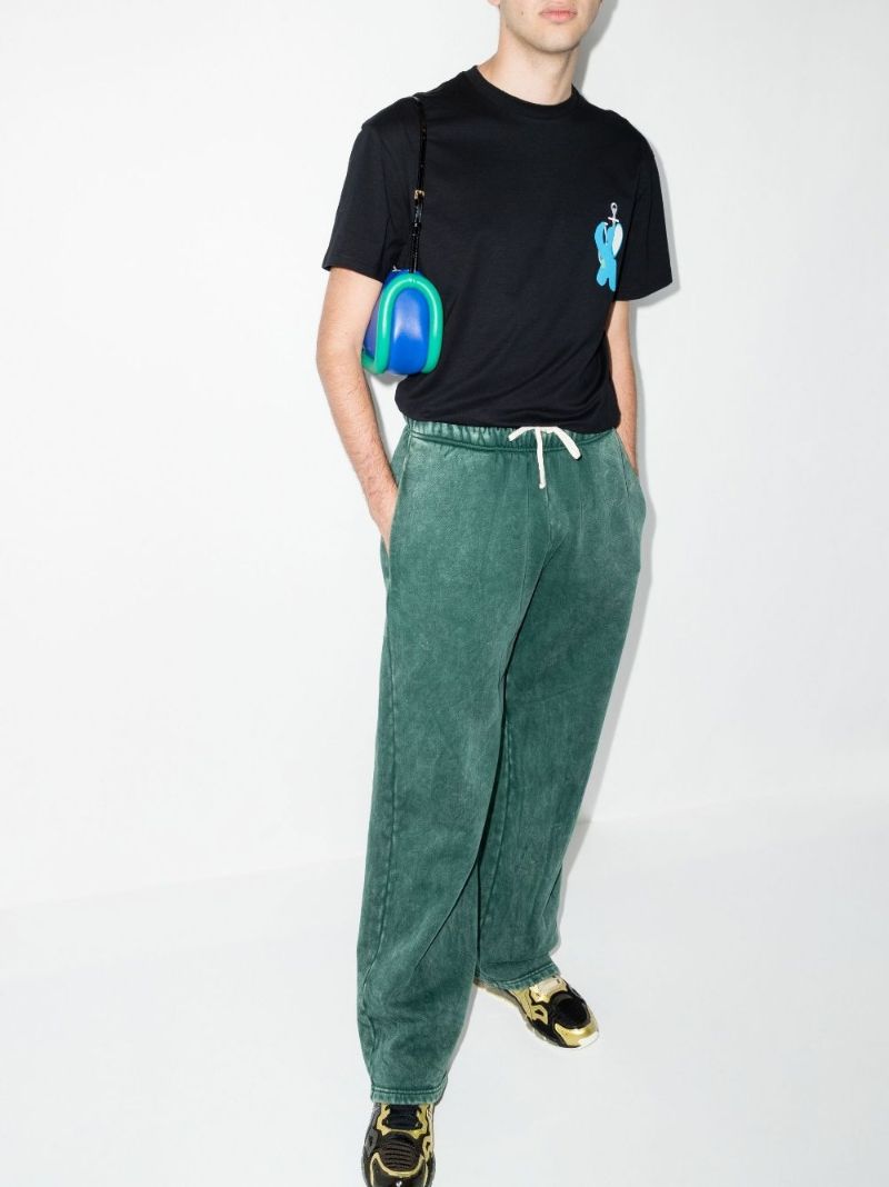 Black Elephant-embroidered Cotton T-shirt