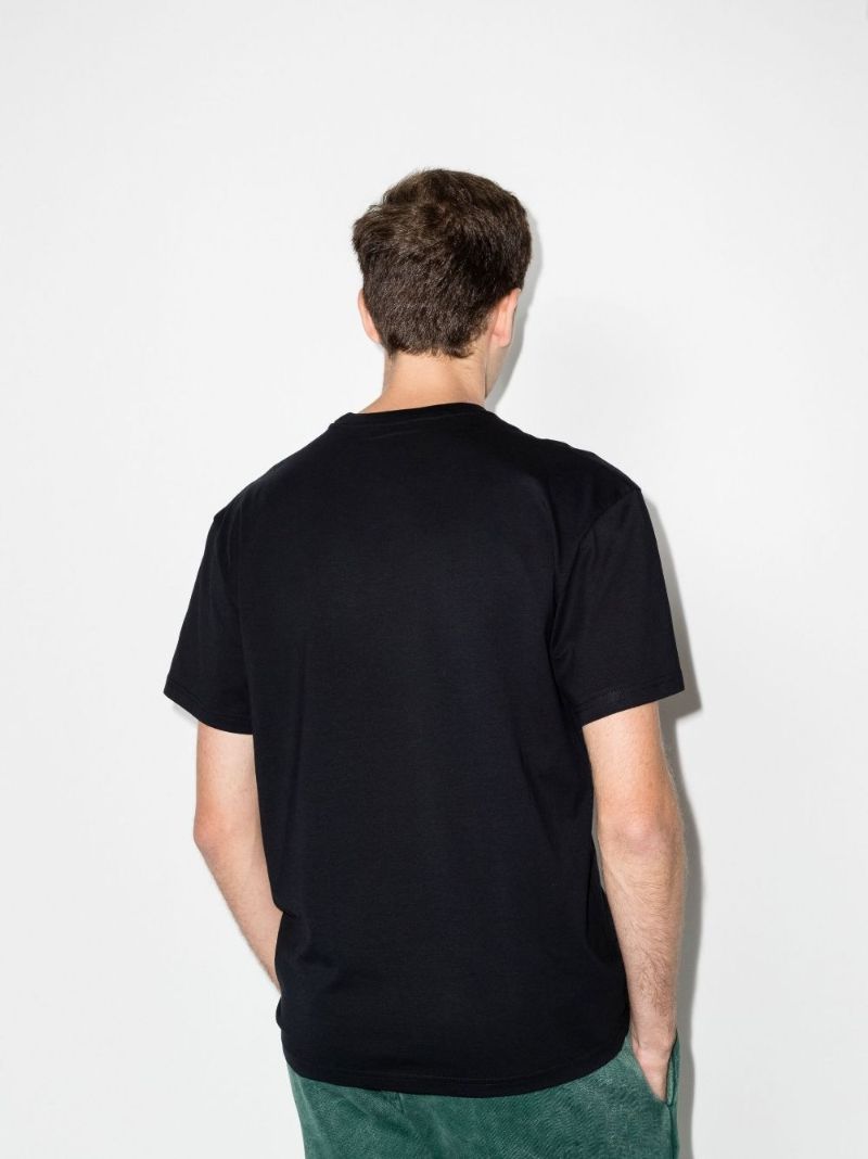 Black Elephant-embroidered Cotton T-shirt