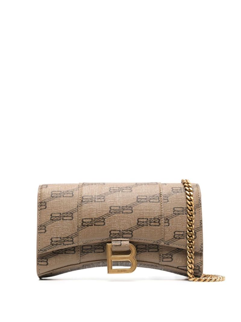 Brown Hourglass Monogram Canvas Wallet on Chain