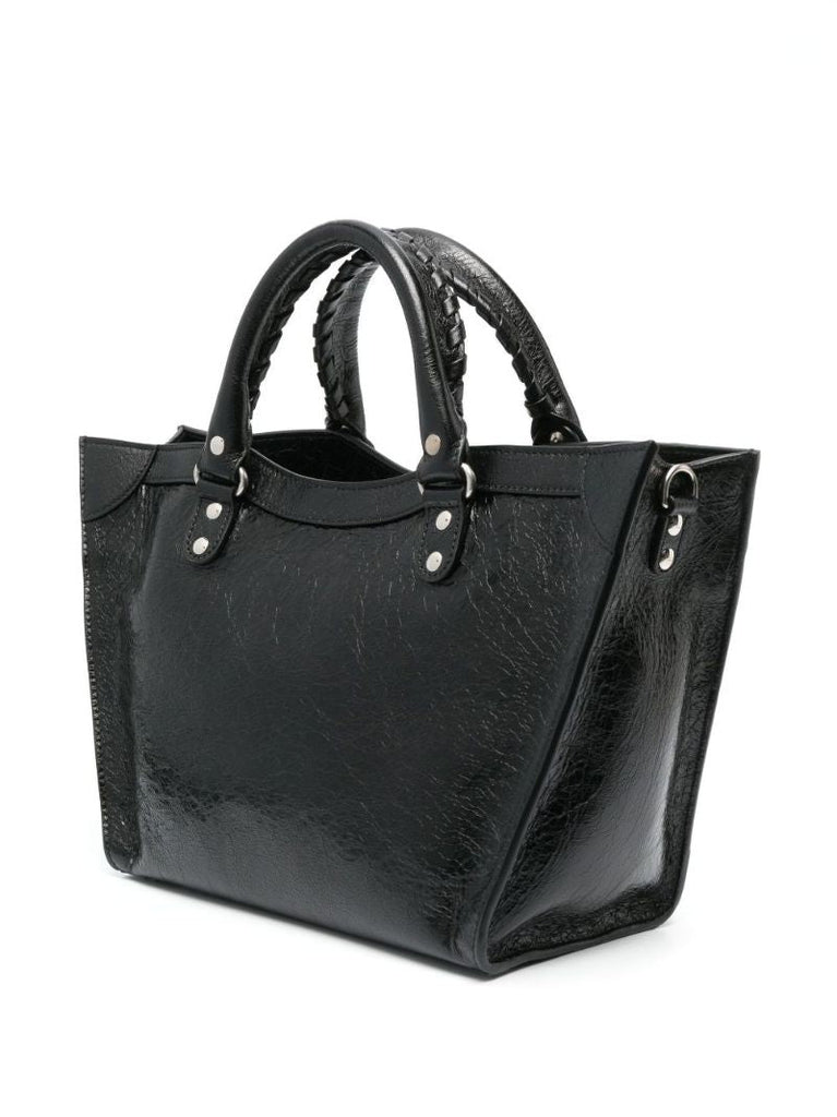 Black Neo Upside Down Leather Tote Bag
