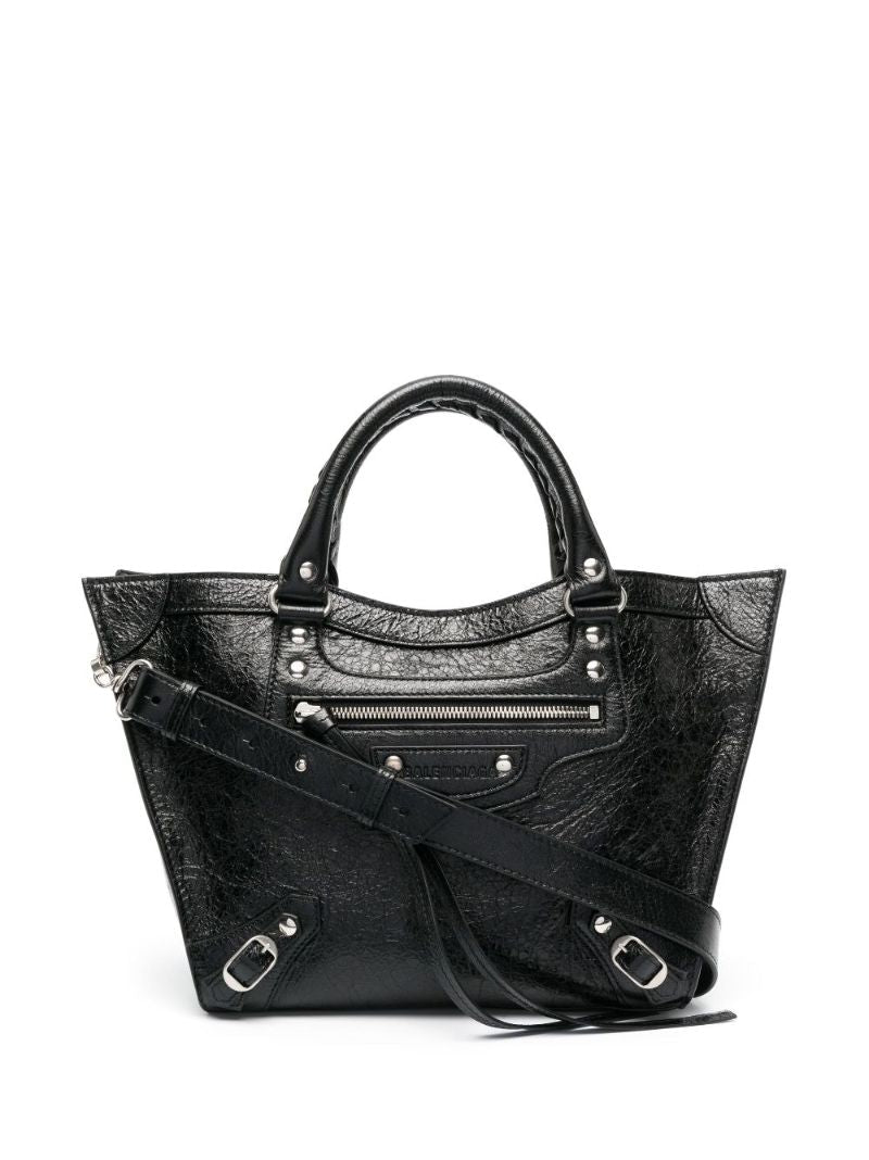 Black Neo Upside Down Leather Tote Bag