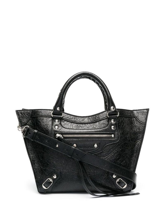 Black Neo Upside Down Leather Tote Bag