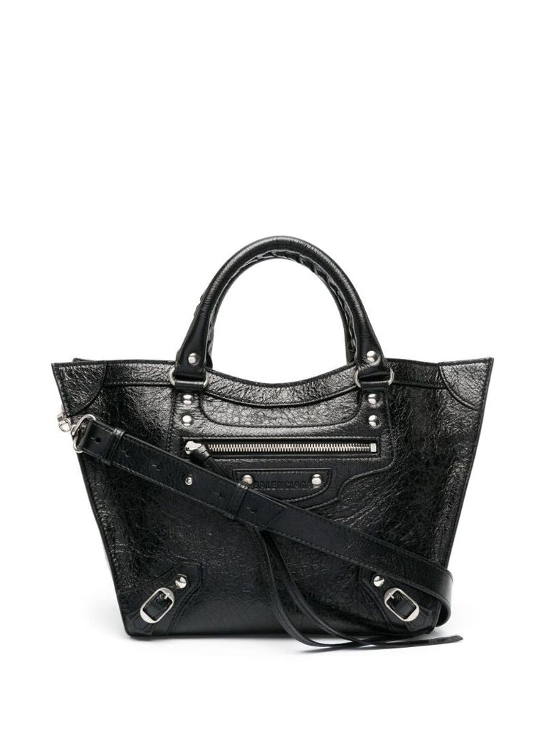 Black Neo Upside Down Leather Tote Bag