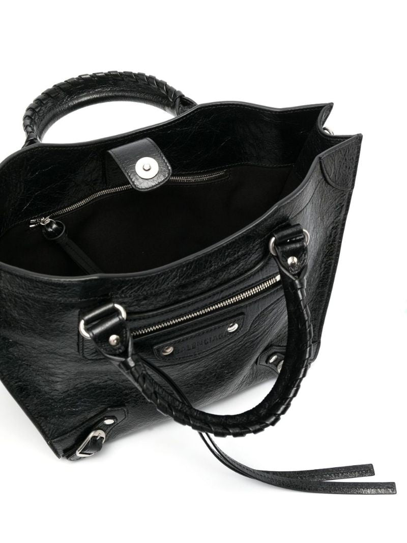 Black Neo Upside Down Leather Tote Bag